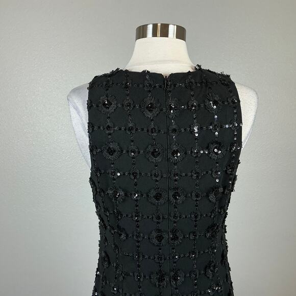 Alex Evenings Women's Cocktail Dress Size 8 Black Sequined Sleeveless Mid Sheath - Picture 8 of 14